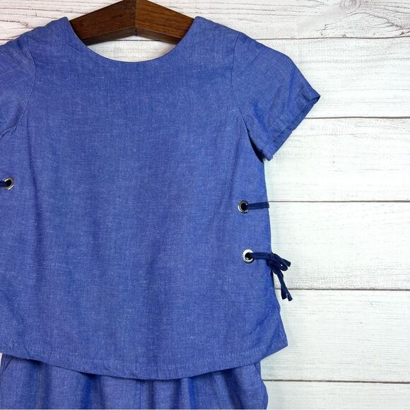 Zara Girls Blue Lace Up Short Sleeve Romper Size 11/12 - Picture 4 of 11